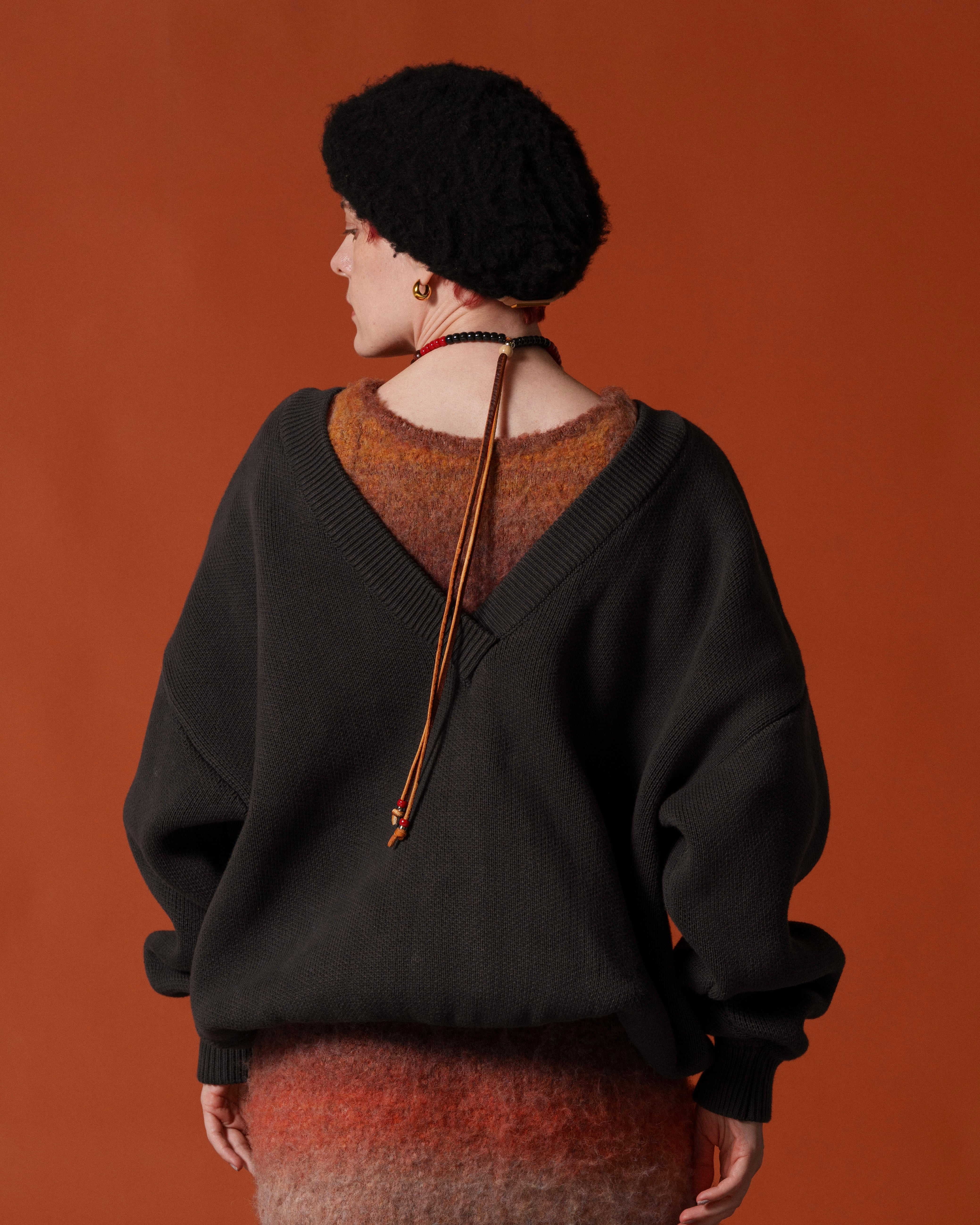 Cotton V neck Sweater/コットンVネックセーター | AMBERGLEAM