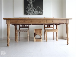 オールドチークダイニングテーブルNⅡ 食卓テーブル 机 チーク材 古材家具 引出二杯 デスク 総無垢 ナチュラル W180×D90cm