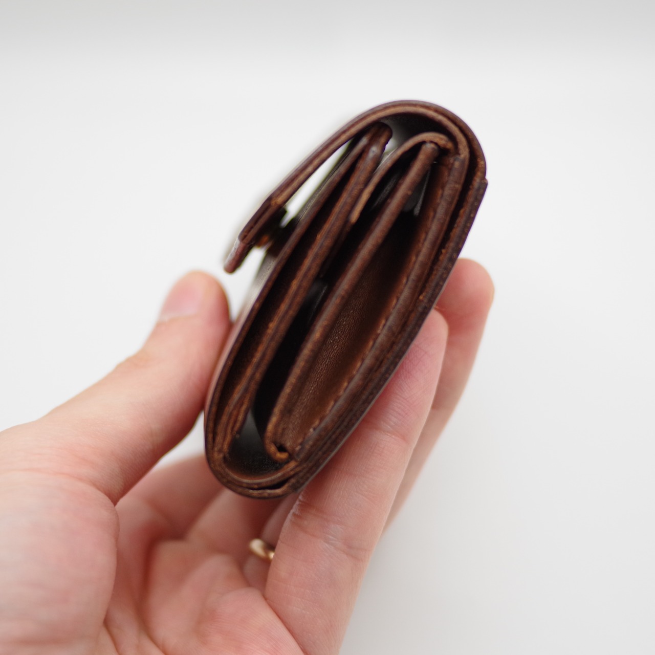 コンパクト3つ折り財布　茶