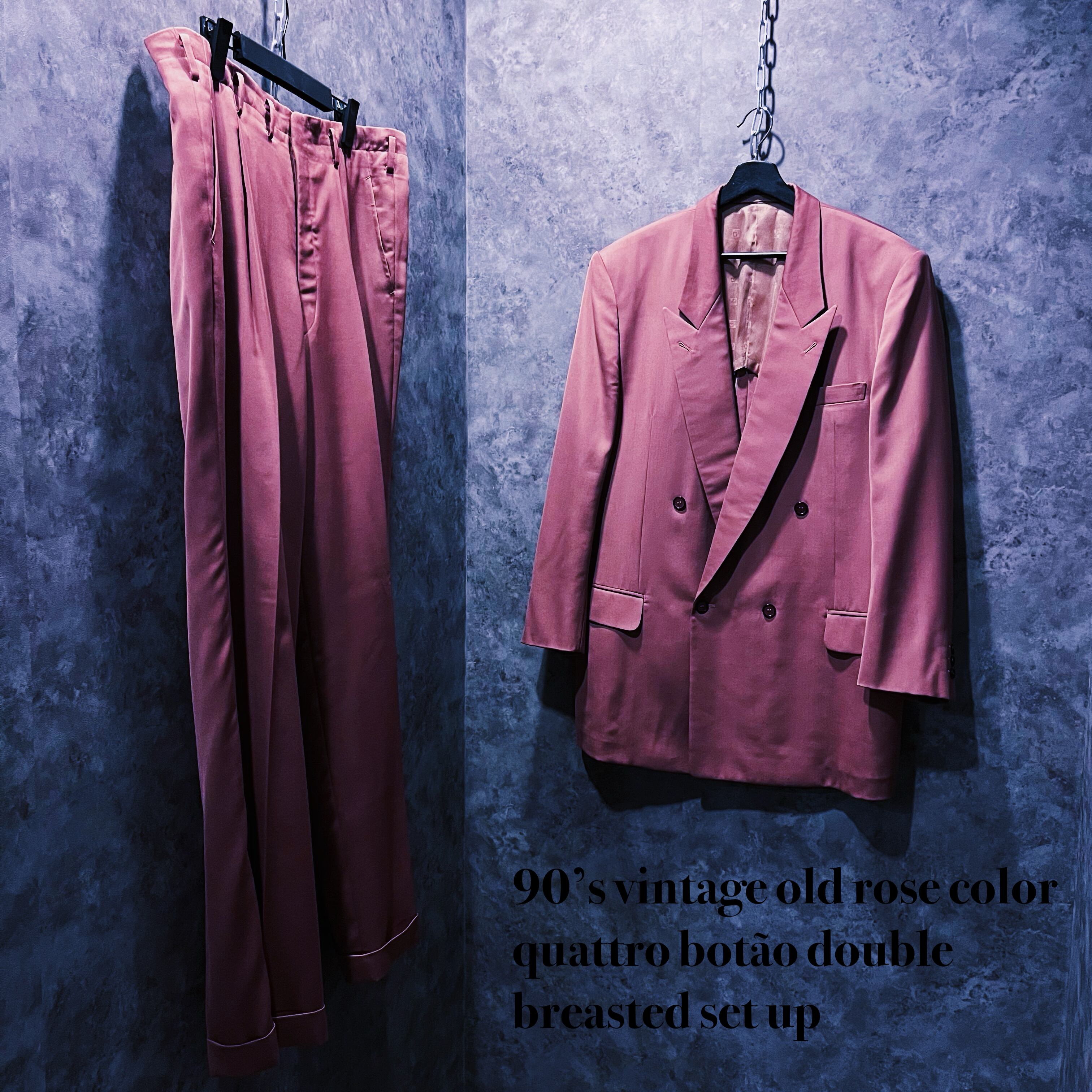 【doppio】90’s vintage old rose color quattro botão double breasted set up