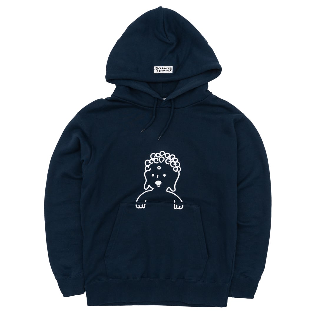 ポケットからひょっこりBUDDHA 仏像 プルオーバーパーカー (プリント) ネイビー 10.0oz 厚め