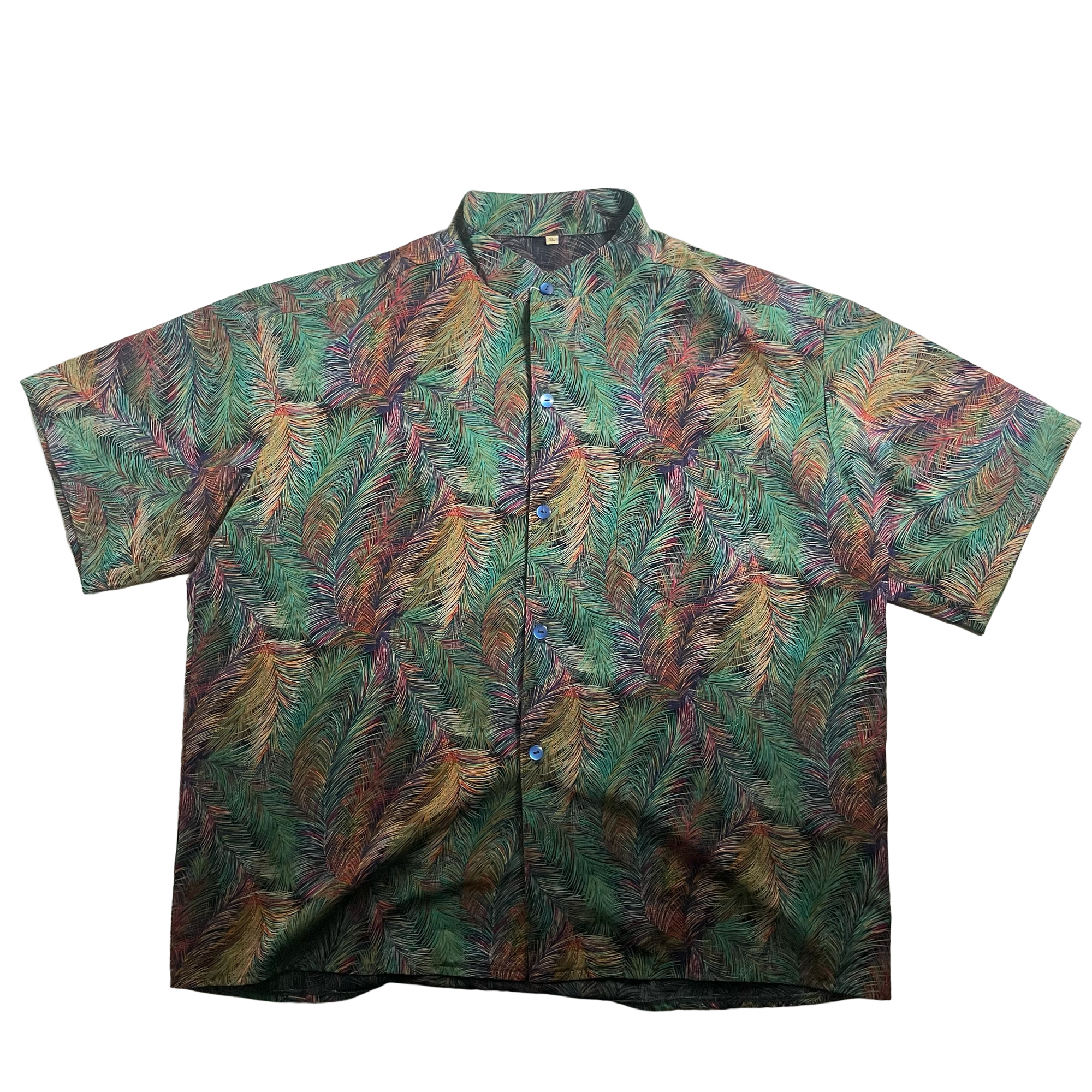 PEACOCK PATTERN STANT COLLAR SHIRT