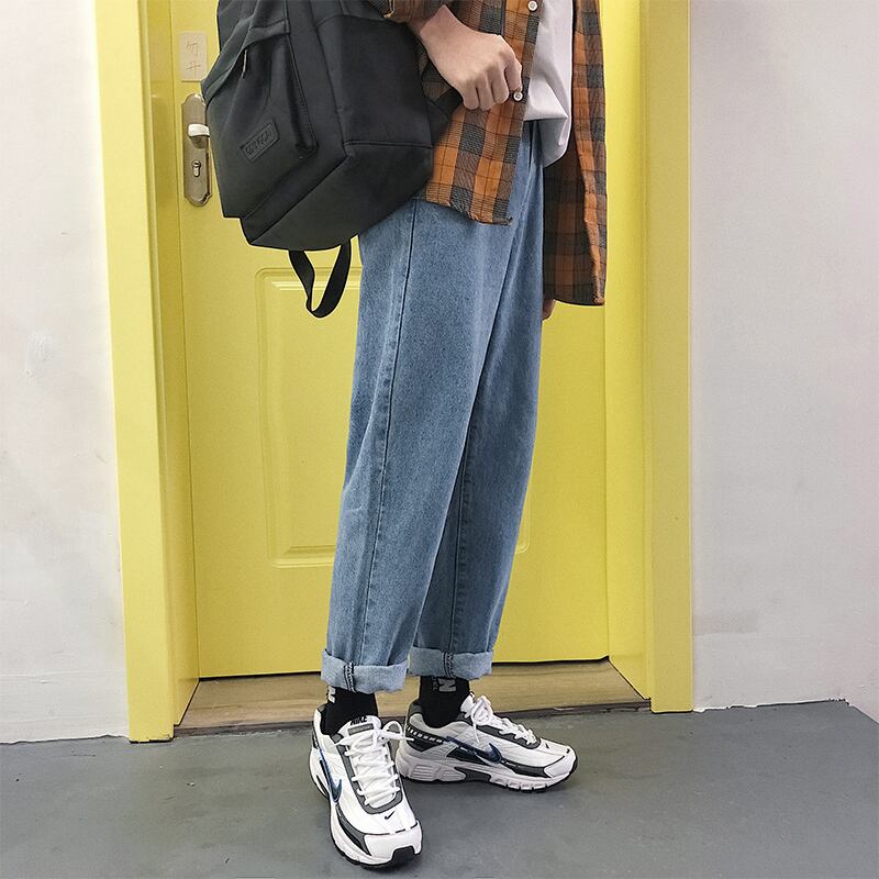 全1色 デニム パンツ ストレート カジュアル ワイド 無地