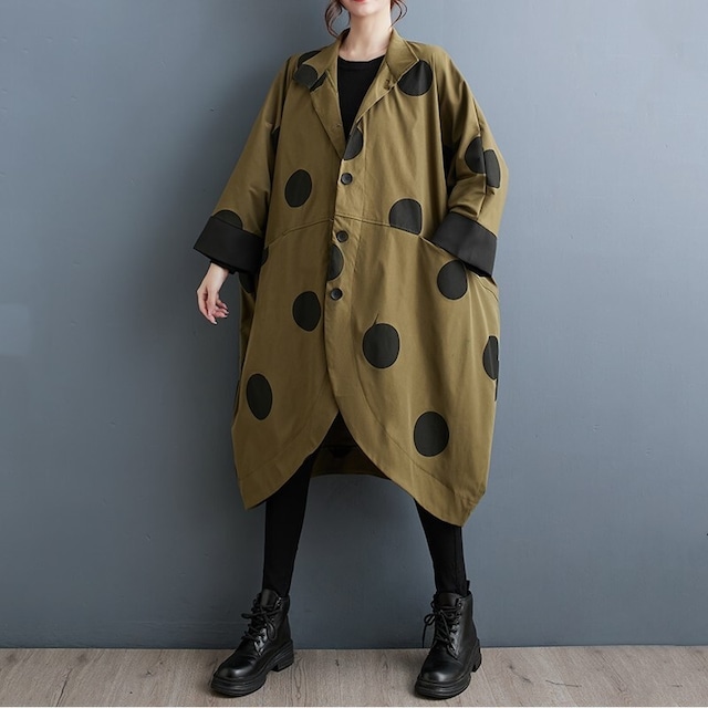 Oversized Polka Dot Long Coat / オーバーサイズ ポルカドット コート
