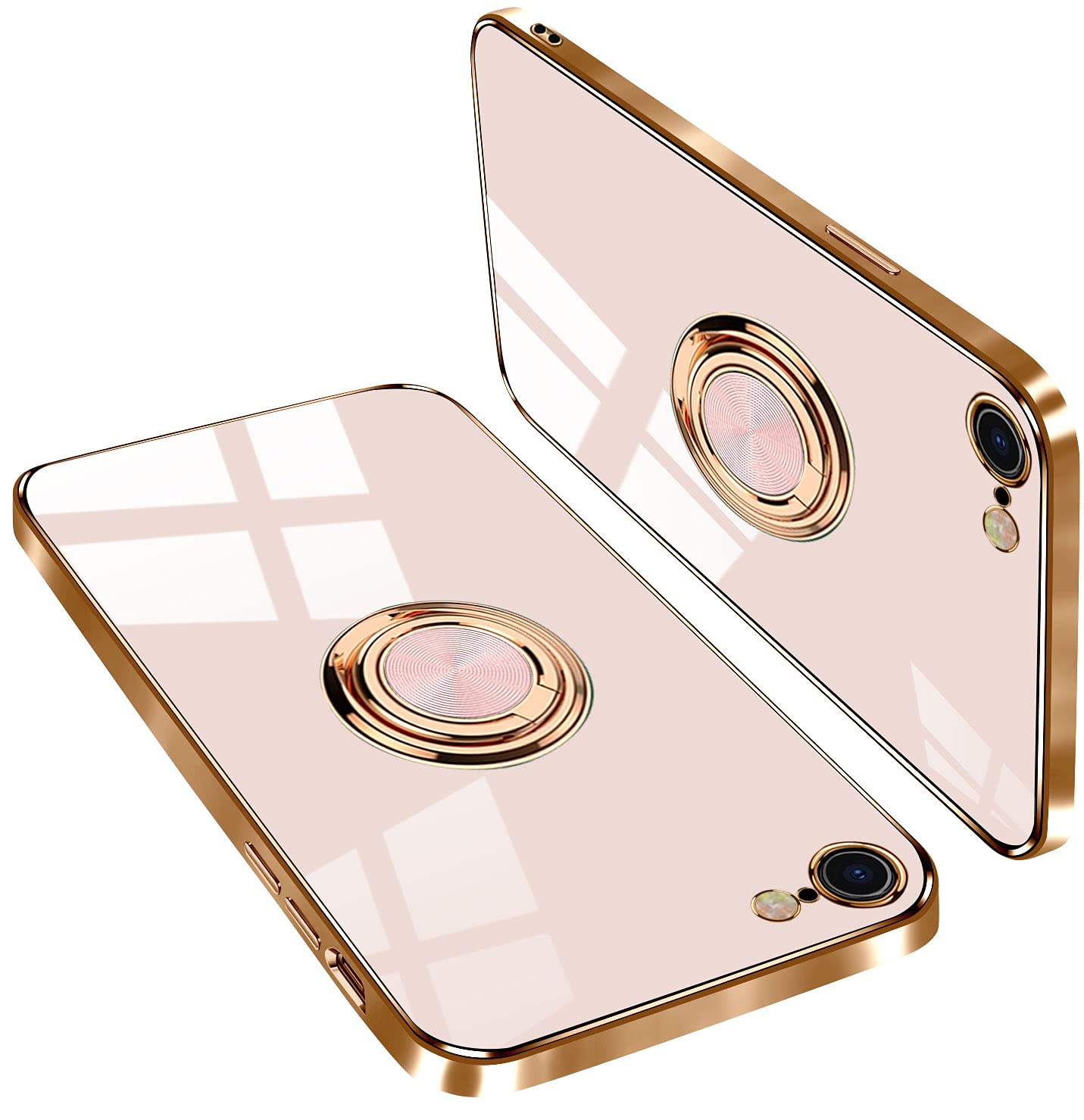 iPhone SE3 用 ケース 第 3 世代 2022、SE2 用 ケース 第 2 世代 2020、iPhone 7 用、iPhone 8 用、リング付き TPU スマホケース、薄型軽量傷つけ防止、ライトピンク