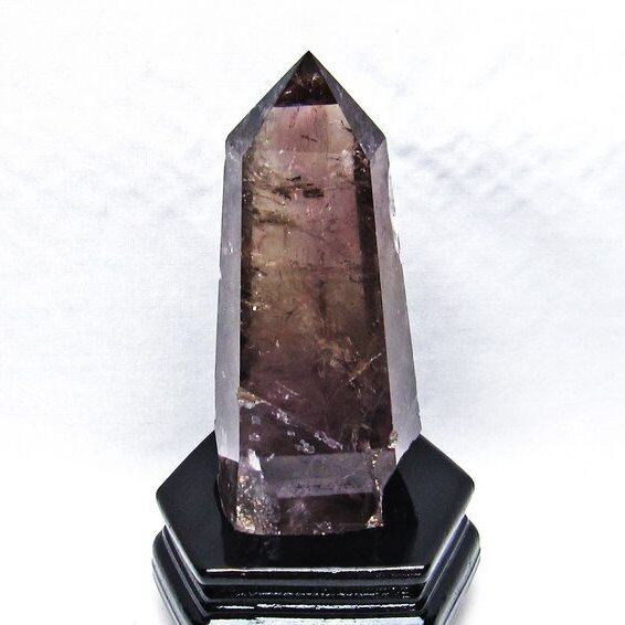 アメジスト 六角柱 アメシスト ポイント 置物 原石 虹入り 台座付属 一点物 152-2170