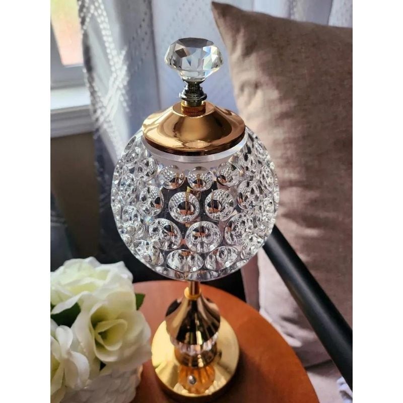 クリスタルテーブルランプ 卓上 照明 水晶ガラス 無段階調光 LEDタッチ