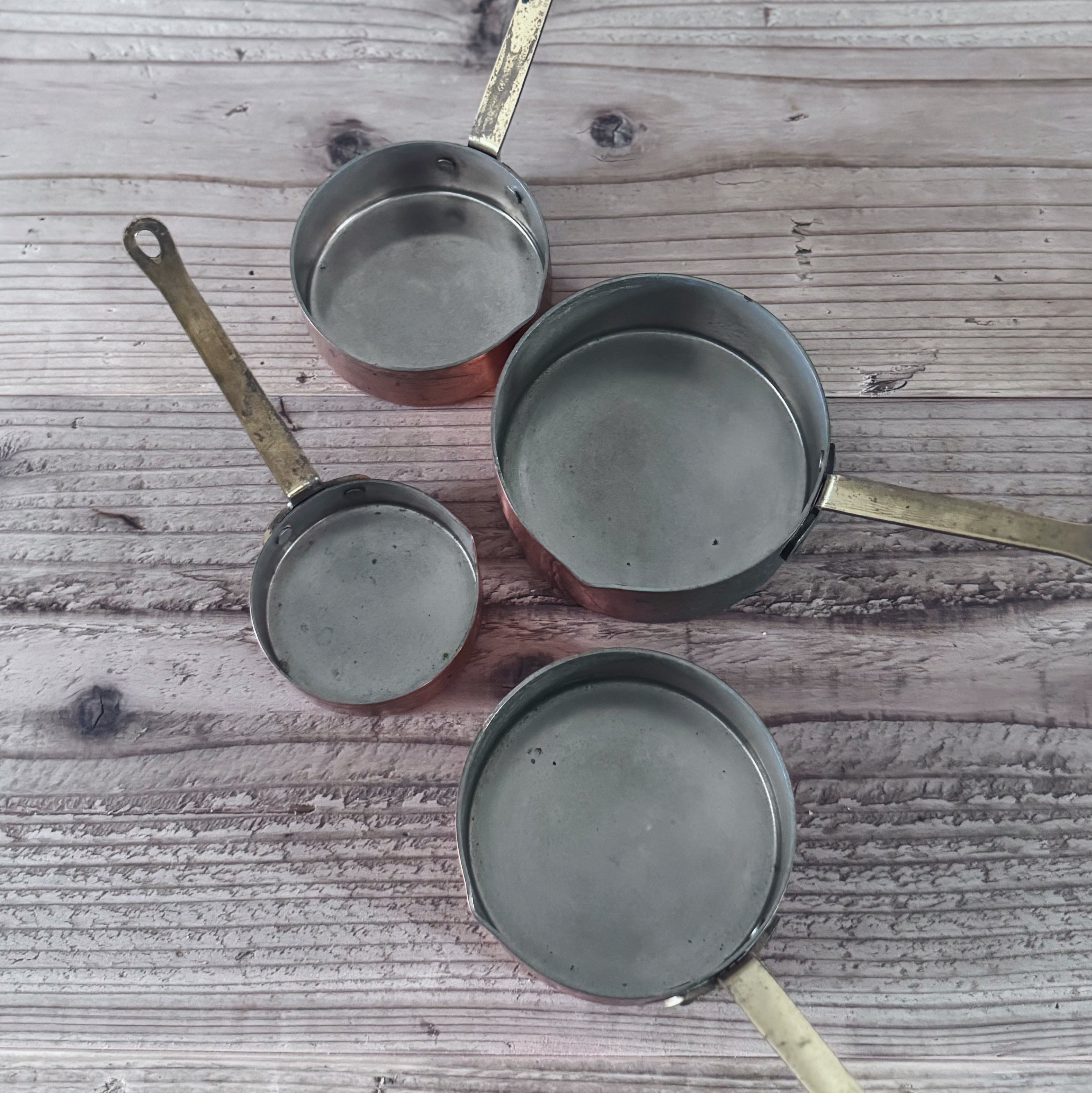 コッパーパン／銅鍋／4点セット／イギリス／フランス／アンティーク