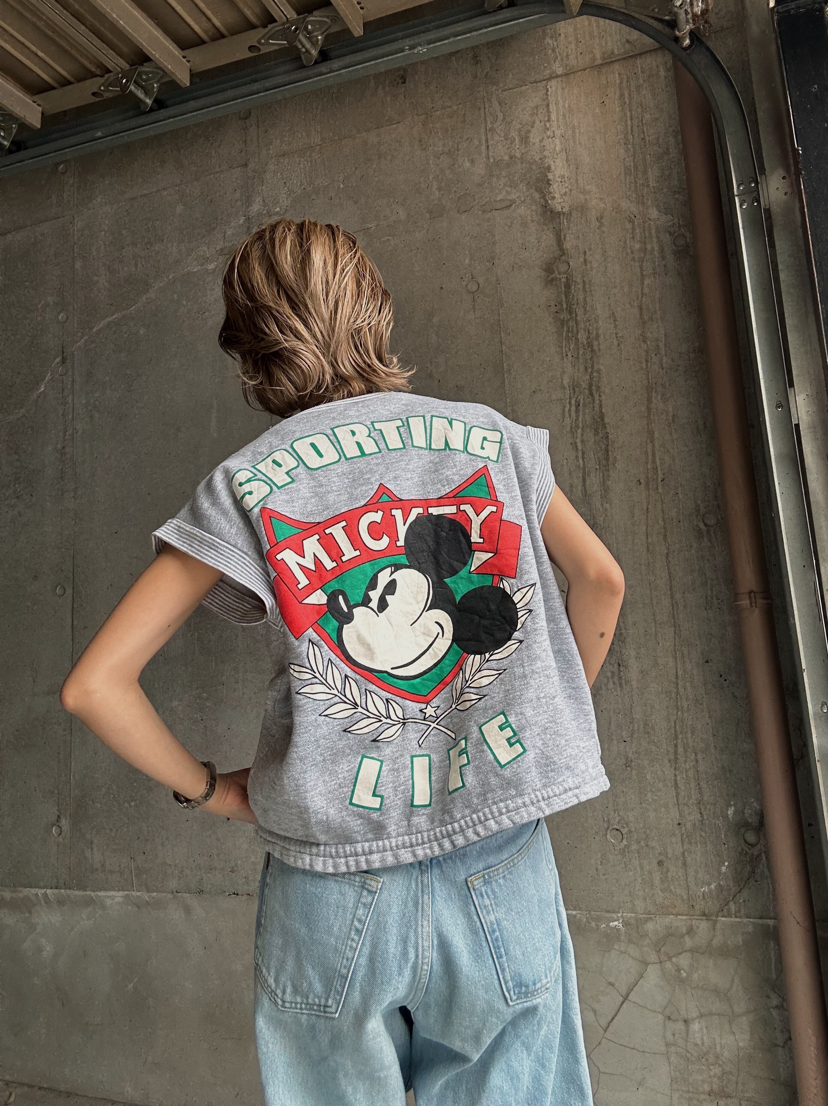 (CS1814)90’s old Mickey back print sweat vest
