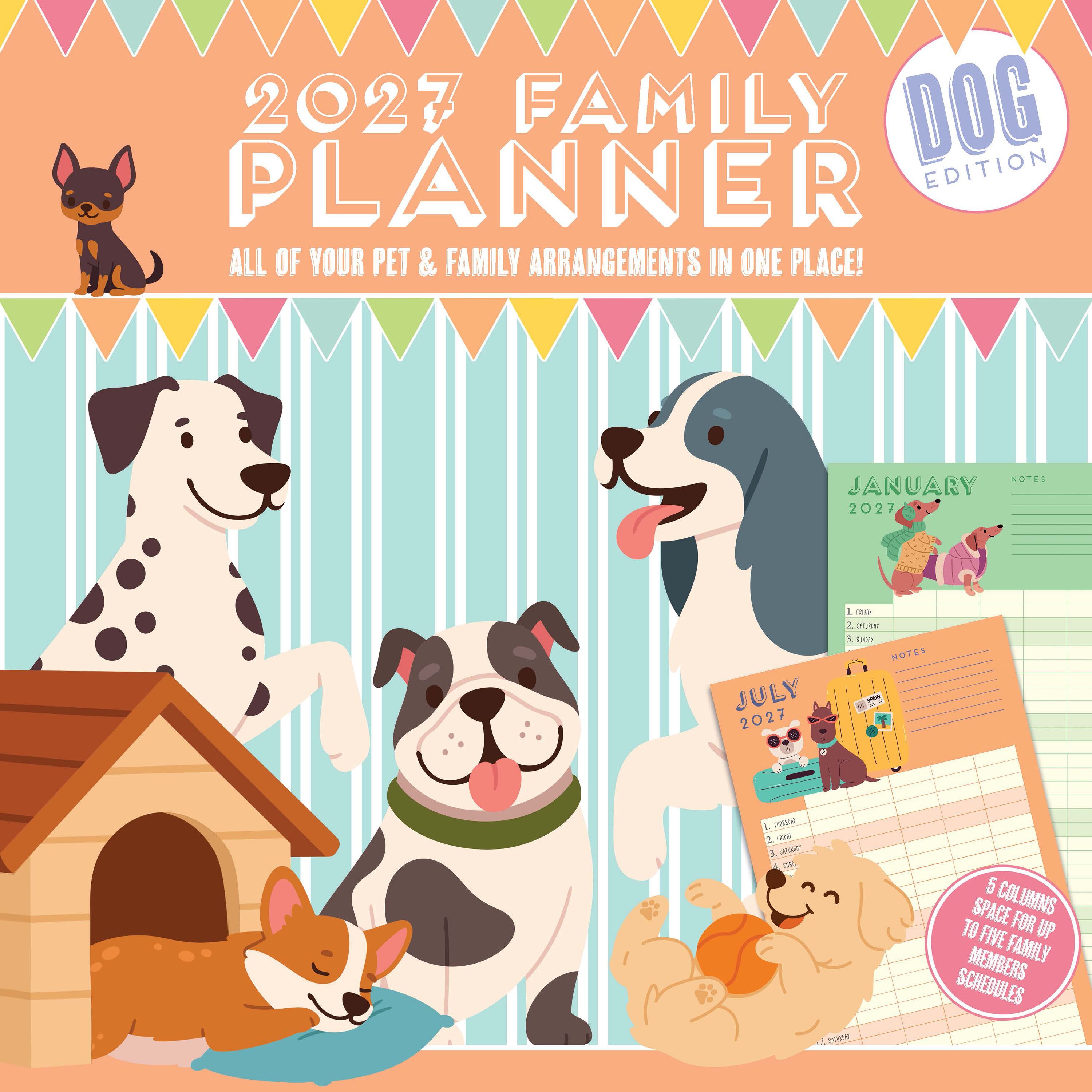 【2027年版】英国製カレンダー【2027 FAMILY PLANNER ~DOG EDITION~】 2027年版