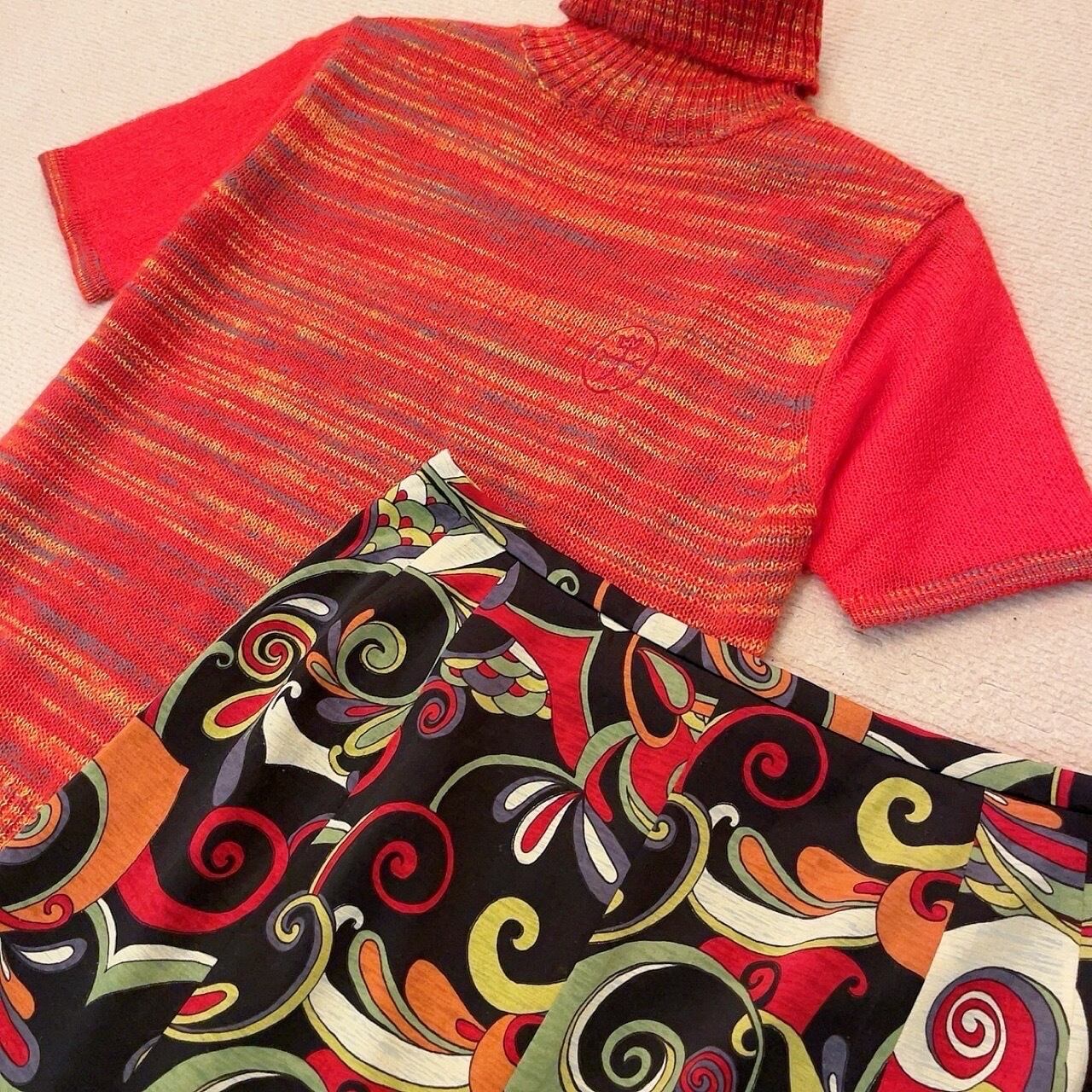 multi color turtle neck knit sweater