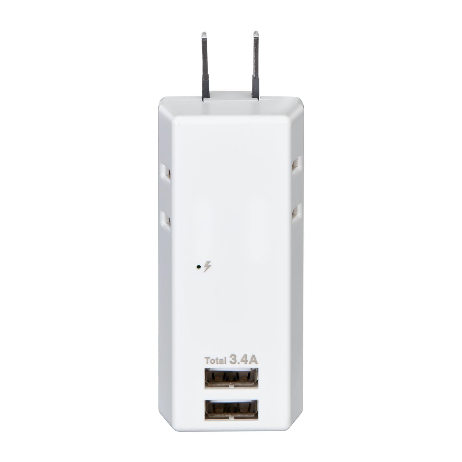 エルパ (ELPA) 電源タップ 直差し USBタップ 2個口 USBポート 2個口 合計3.4A 急速充電 雷ガード ホコリシャッター付 壁コンセント 直接差し込み スマホ タブレット 2台同時充電 ホワイト 白 UA-223SB