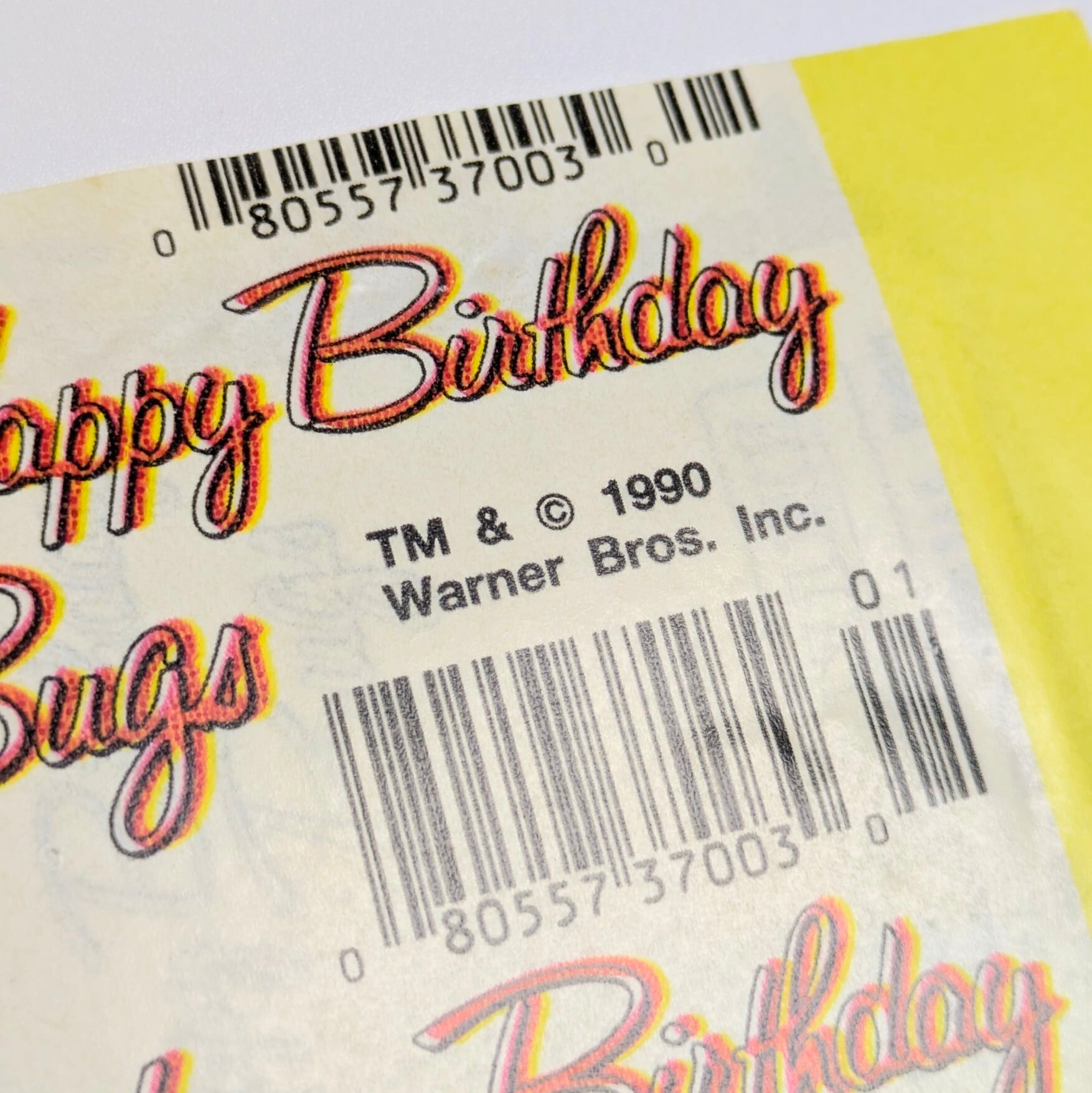 ☆送料無料!☆ VINTAGE 1990 【 Looney Tunes / ルーニー・テューンズ 】 Happy Birthday Bugs ステッカーパック / バッグス・バニー生誕50周年記念 /トレーディングステッカー 単品 (1個=6STICKER入)〚アメリカン雑貨 アメトイ〛