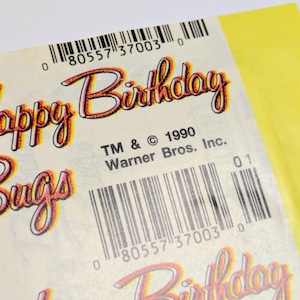 ☆送料無料!☆ VINTAGE 1990 【 Looney Tunes / ルーニー・テューンズ 】 Happy Birthday Bugs ステッカーパック / バッグス・バニー生誕50周年記念 /トレーディングステッカー 単品 (1個=6STICKER入)〚アメリカン雑貨 アメトイ〛