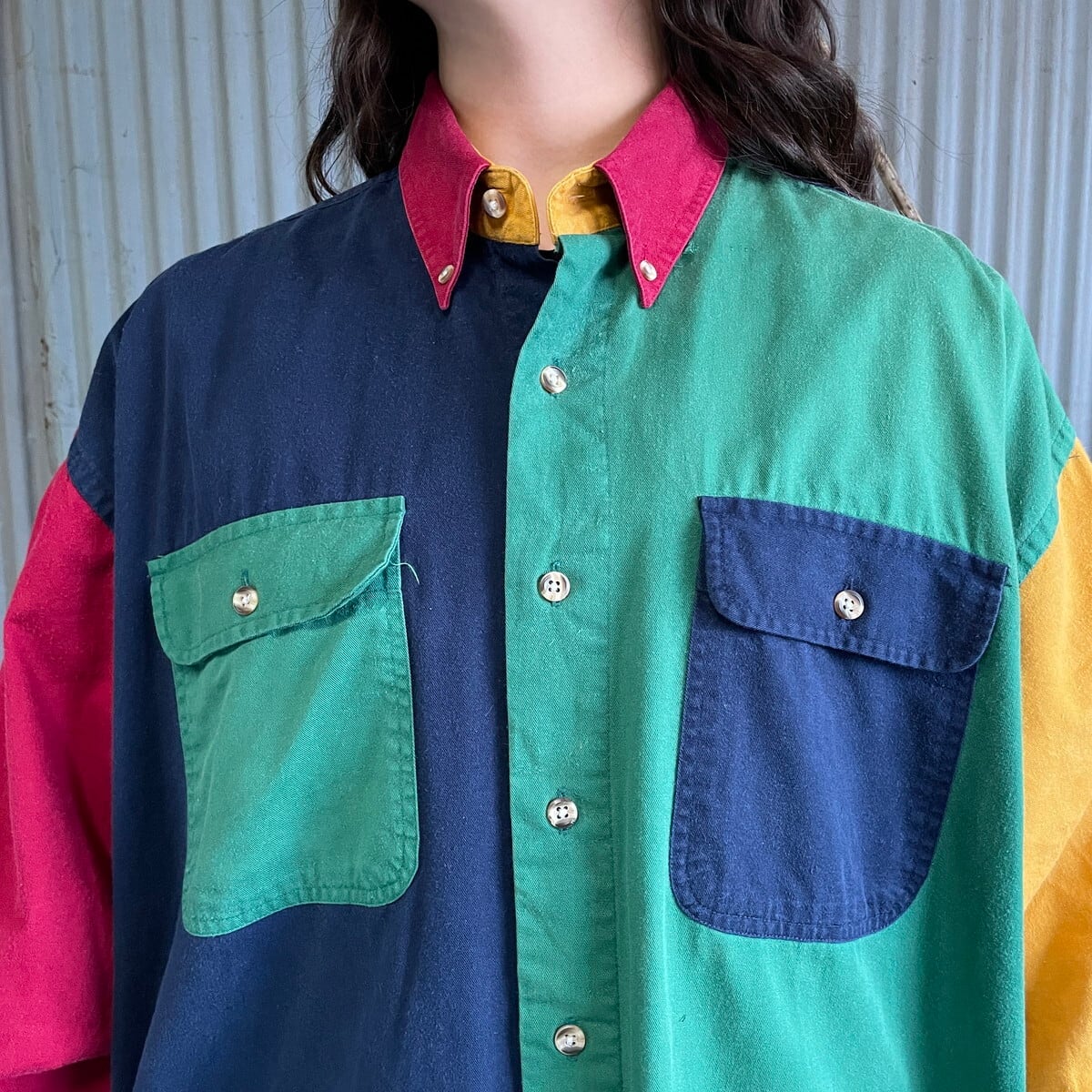 Cambridge Classics マルチカラー 長袖コットンシャツ メンズL 古着