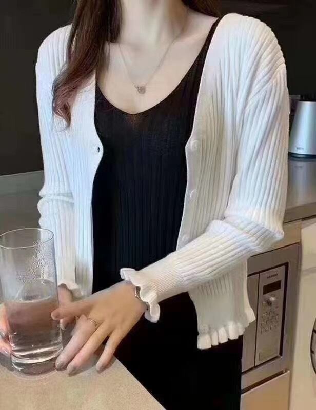 メロウフリルリブニットカーディガン