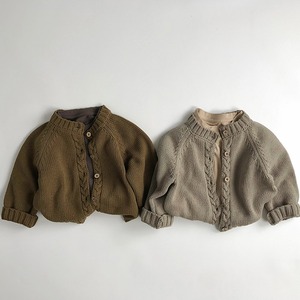 【BABY&KID】秋新作　レトロ無地カーディガン