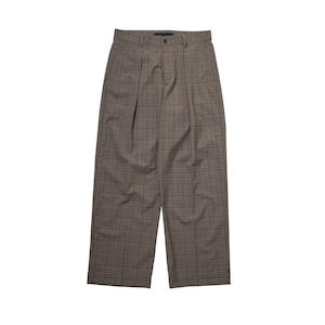 【Kics Document.店舗限定】T/W PLAID TUCK PANTS / T/W チェックタックパンツ (BROWN)