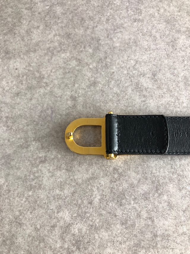Christian Dior クリスチャン ディオール ベルト ブラック CD レザー vintage ヴィンテージ オールド 5rtg4j