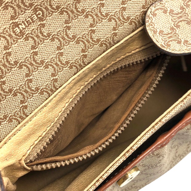 CELINE セリーヌ マカダム ミニバッグ タッセル ショルダーバッグ ベージュ ブラゾン型押し PVCレザー タッセル vintage ヴィンテージ オールド m3de3x