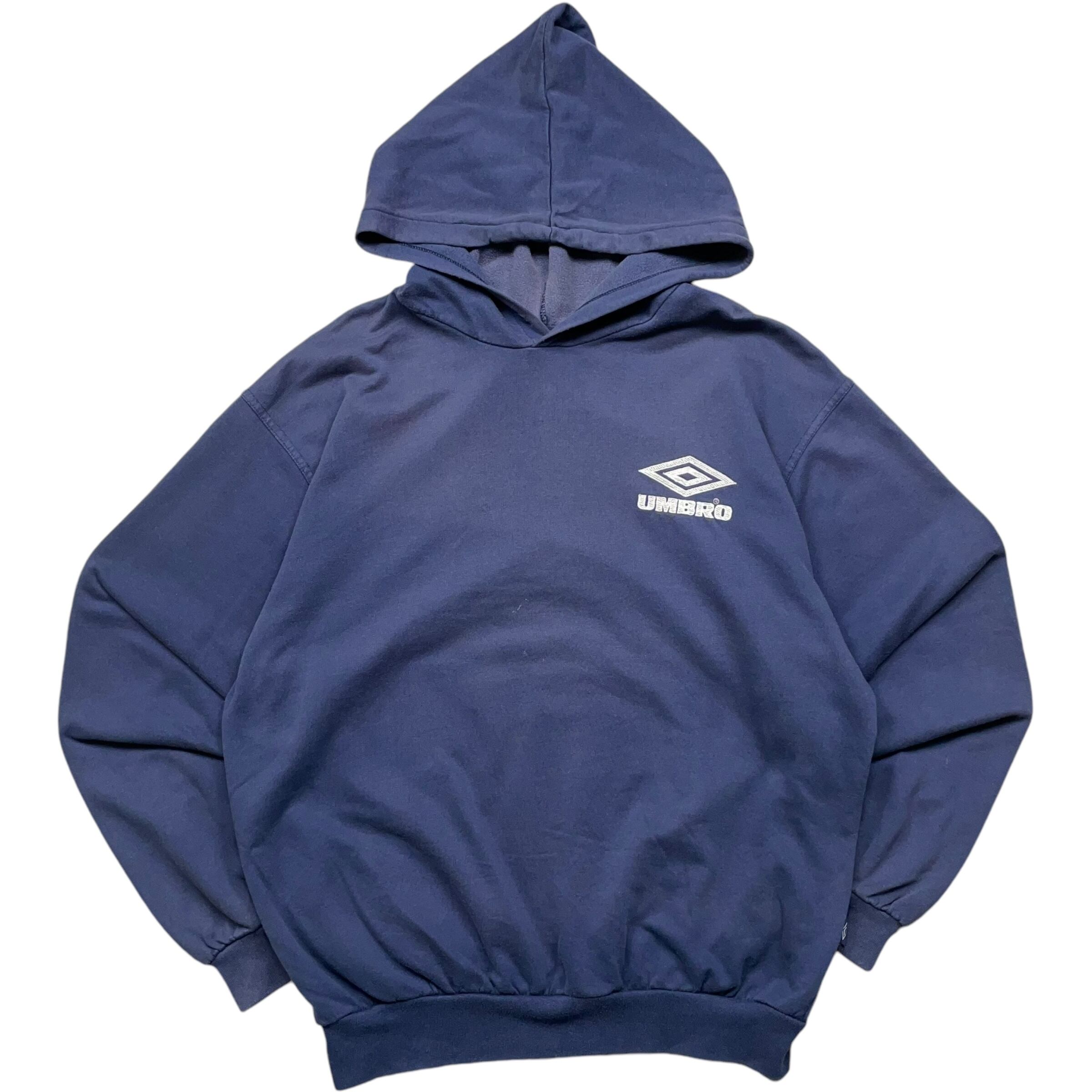 《L》 UMBRO アンブロ スウェット パーカー ワンポイント ロゴ ネイビー 90年代 vintage no.4798