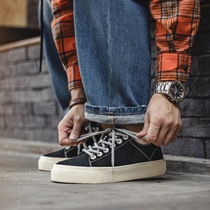 Thick-Soled Black Canvas Sneakers / シックソール ブラック キャンバス スニーカー