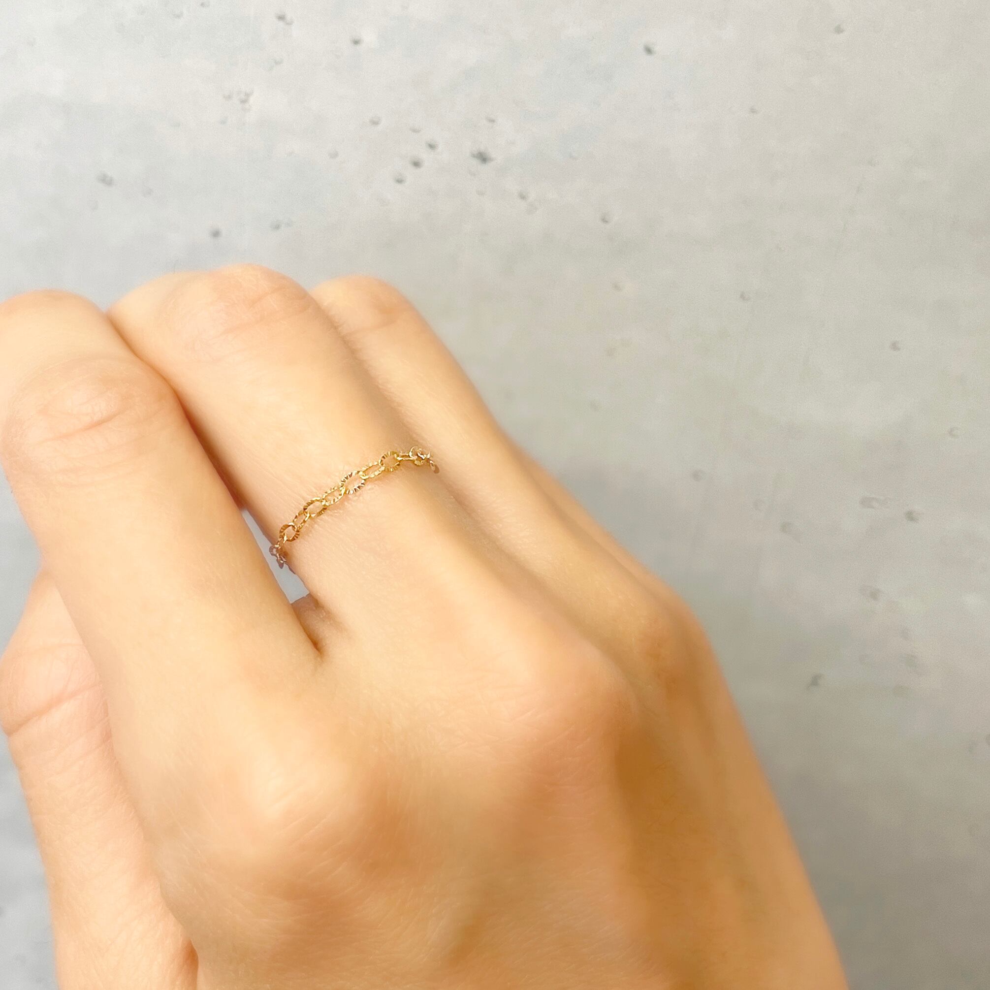 5号～11号〉K18 リップルチェーンリング つけっぱなし No.155#5～11