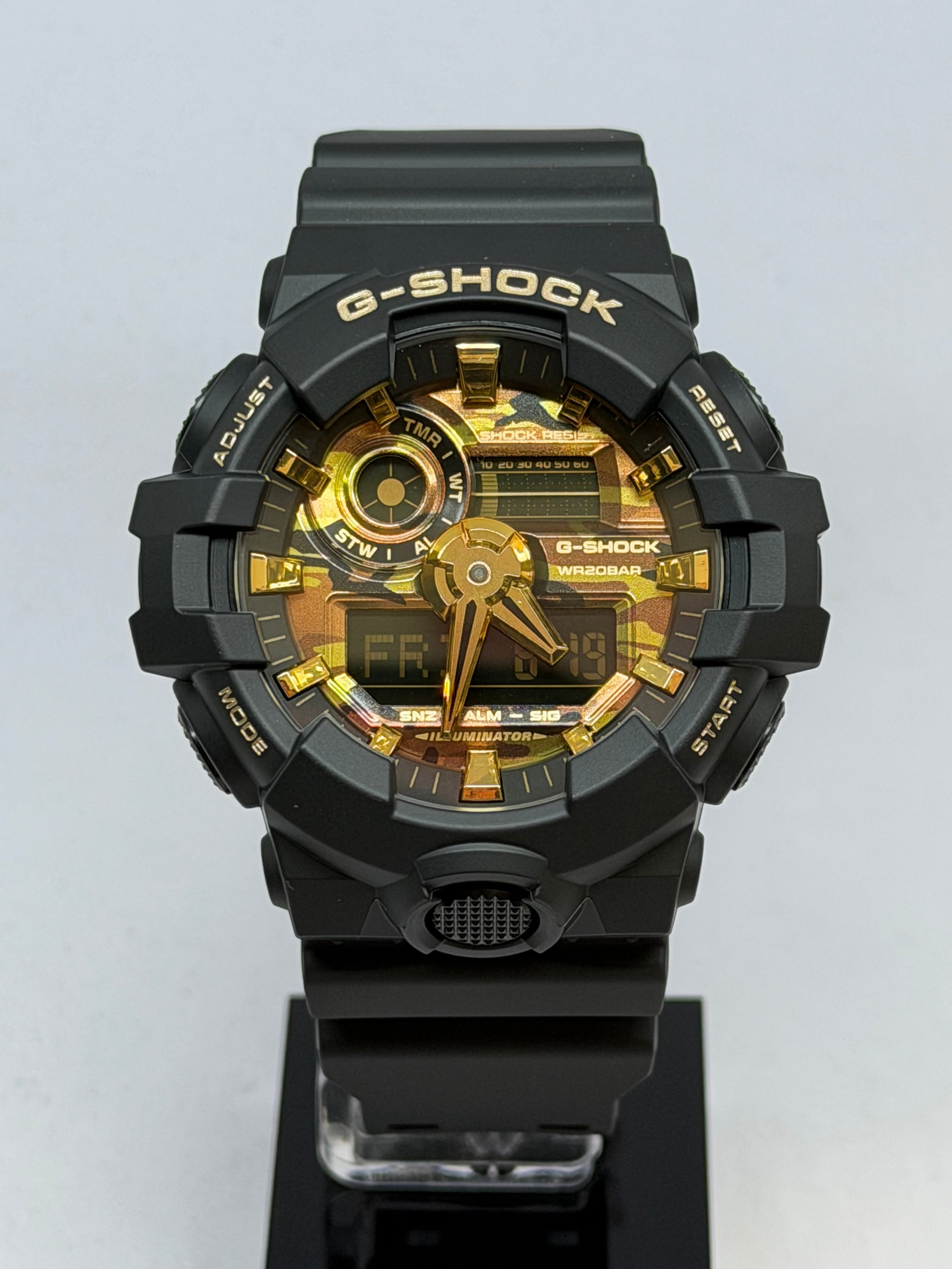 CASIO G-SHOCK GA-700CF-1AJF BOLD CAMO SERIES, CAMO AND GOLD