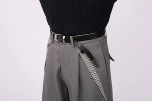 SEROEVER Plaid Relaxed Wide-Leg GLAY Trousers