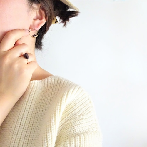 福袋14kgf*AAA Garnet wrapped ring + pierced earring