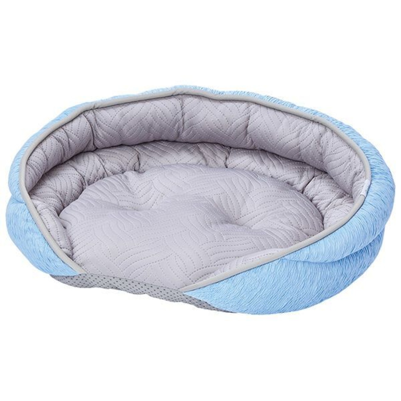 ※訳アリ商品【ゆったりサイズ】ひんやりカウチベッド (ホリゾンブルー),ふっくらフチで安心の包まれ感！顎のせにも！