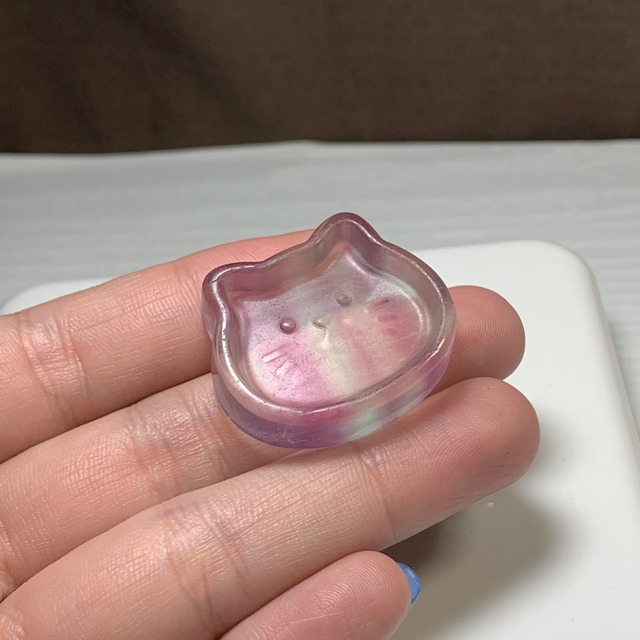 27.可愛い猫顔☆フローライト猫皿