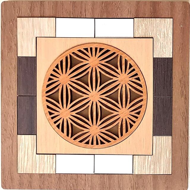 組木パズル造形 コースター 組子文様「七宝麻の葉」② | Piece Craft
