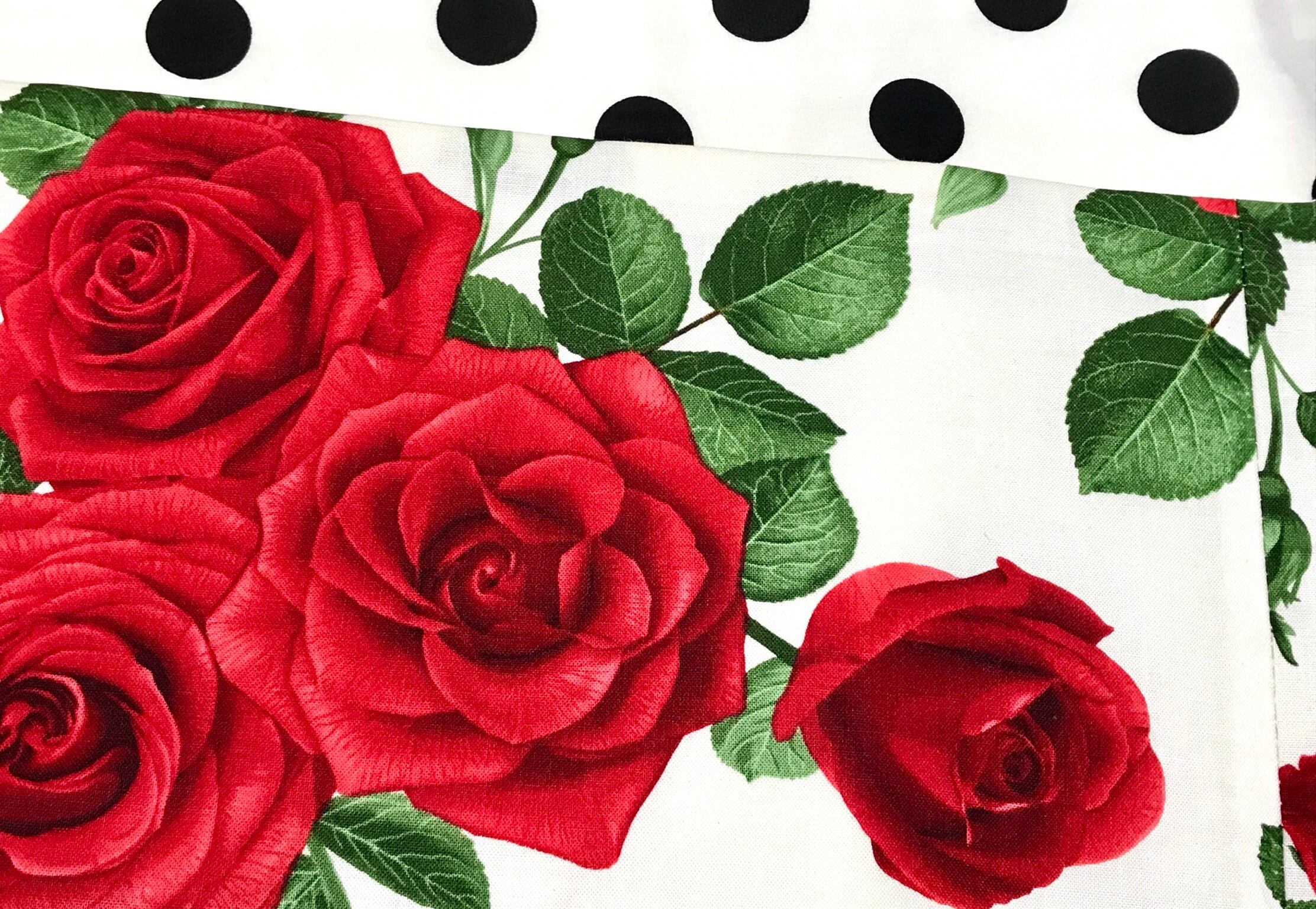 USAコットン白地真っ赤な薔薇柄半幅帯新品長尺リバ | お羊屋