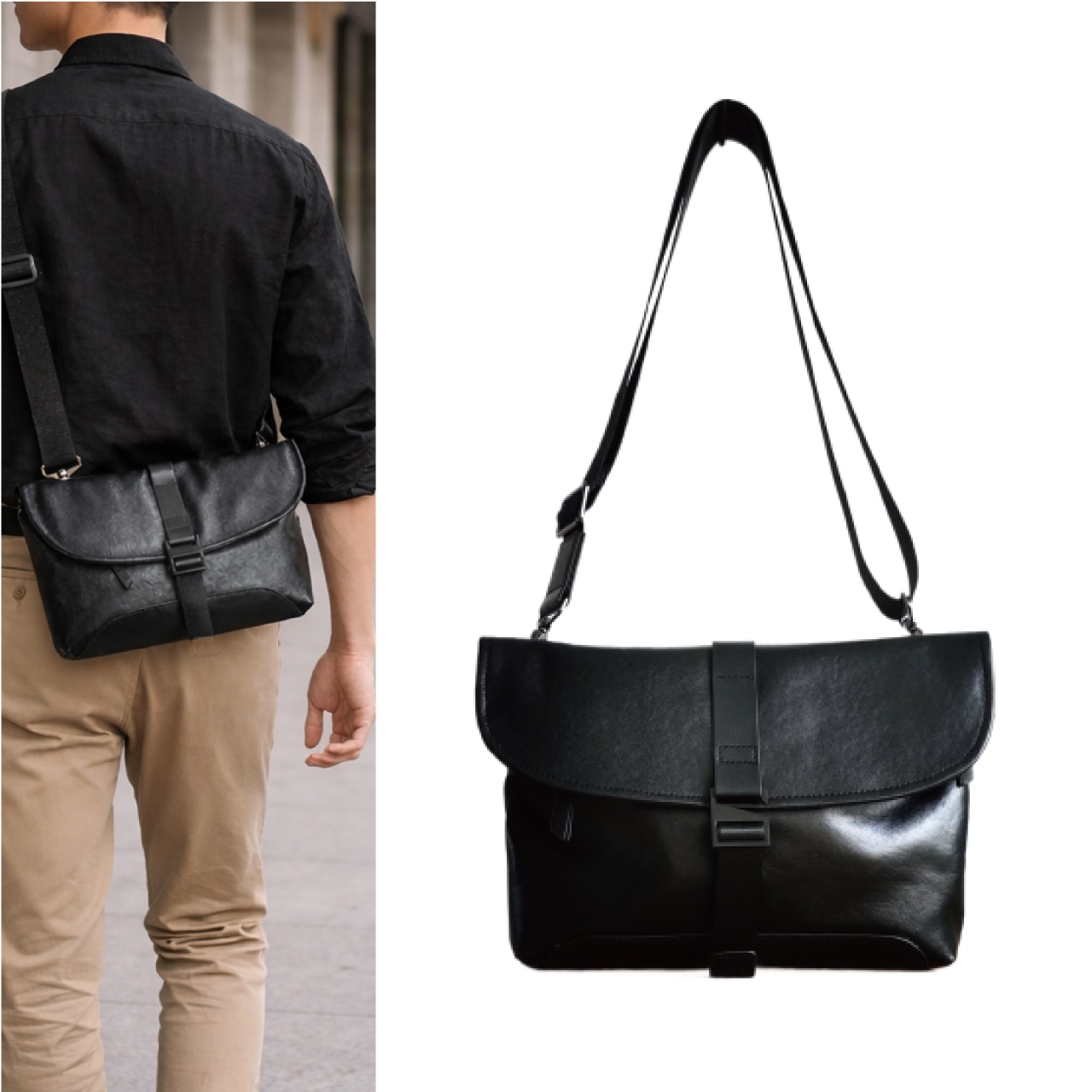BASIC AGAIN] ショルダーバッグ メンズ 本革 レザー サコッシュ 