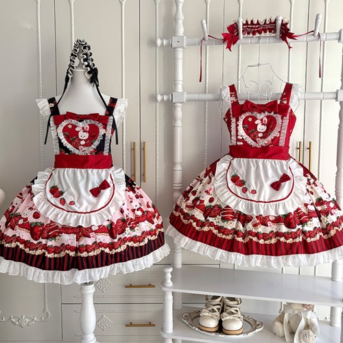 ゆめかわ♡全２カラー　エプロン＆ヘッドドレス付きバニーJSK 　wanpi81★