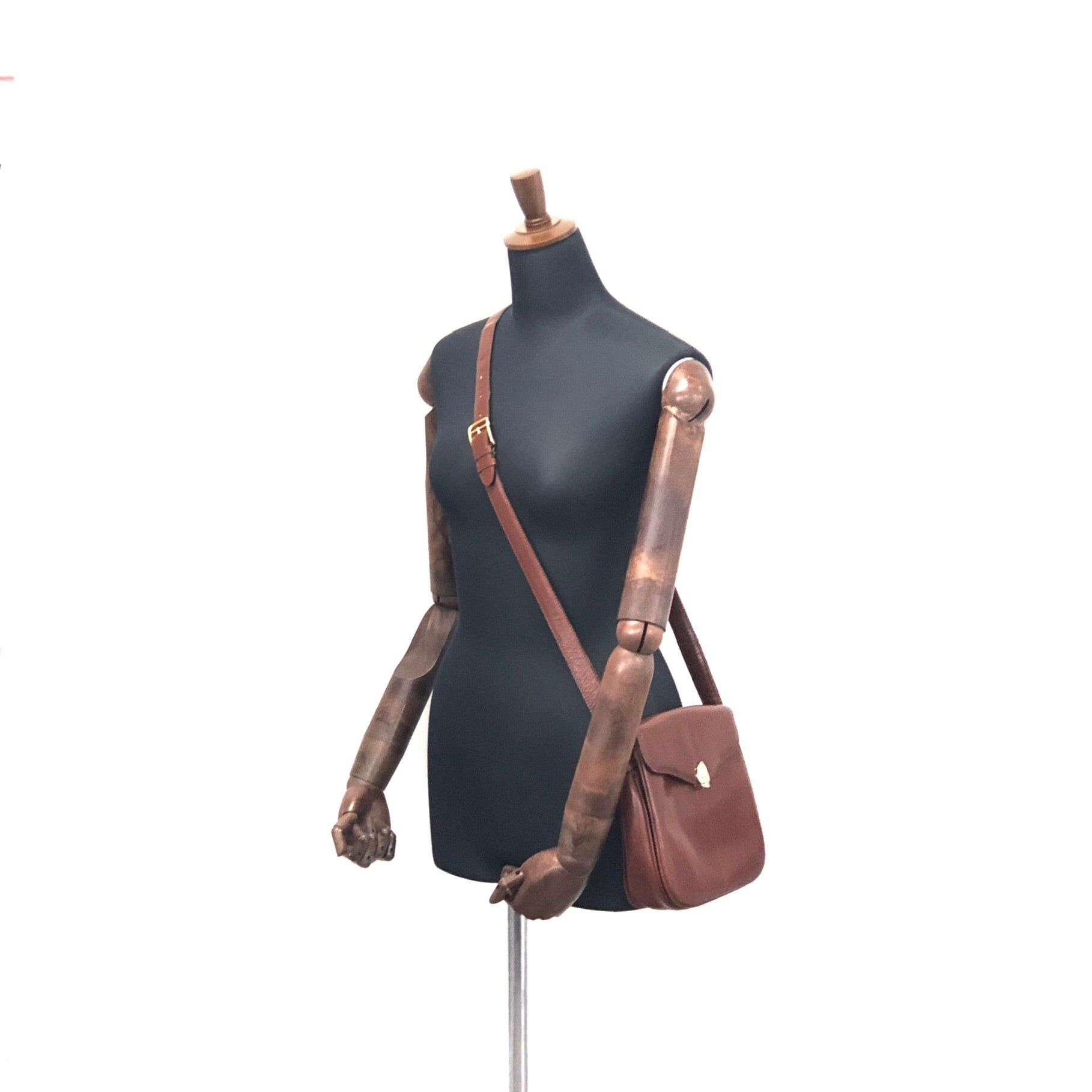 CELINE セリーヌ ブラゾン金具 レザー ショルダーバッグ ブラウン