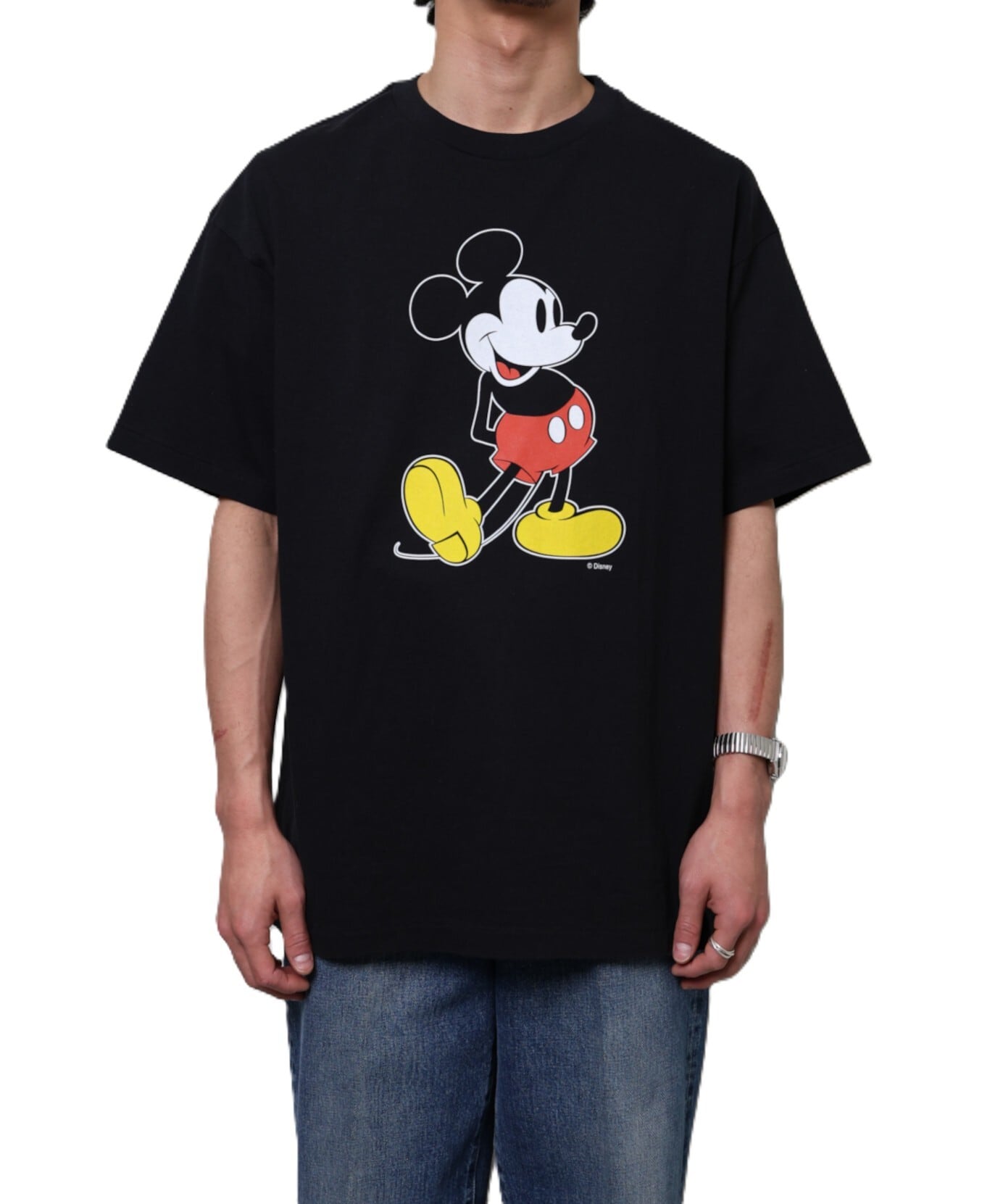 UNUSED / US2459 MICKEY PRINT SHORT SLEEVE TEE (BLACK