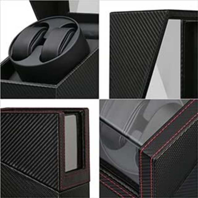 ワインディングマシーン ウォッチワインダー ワインダー 腕時計 自動巻き時計ワインディングマシーン 日本製 マブチモーター 腕時計自動巻き上げ機 腕時計収納ケース 2本巻き (炭素繊維 レザ-135T)