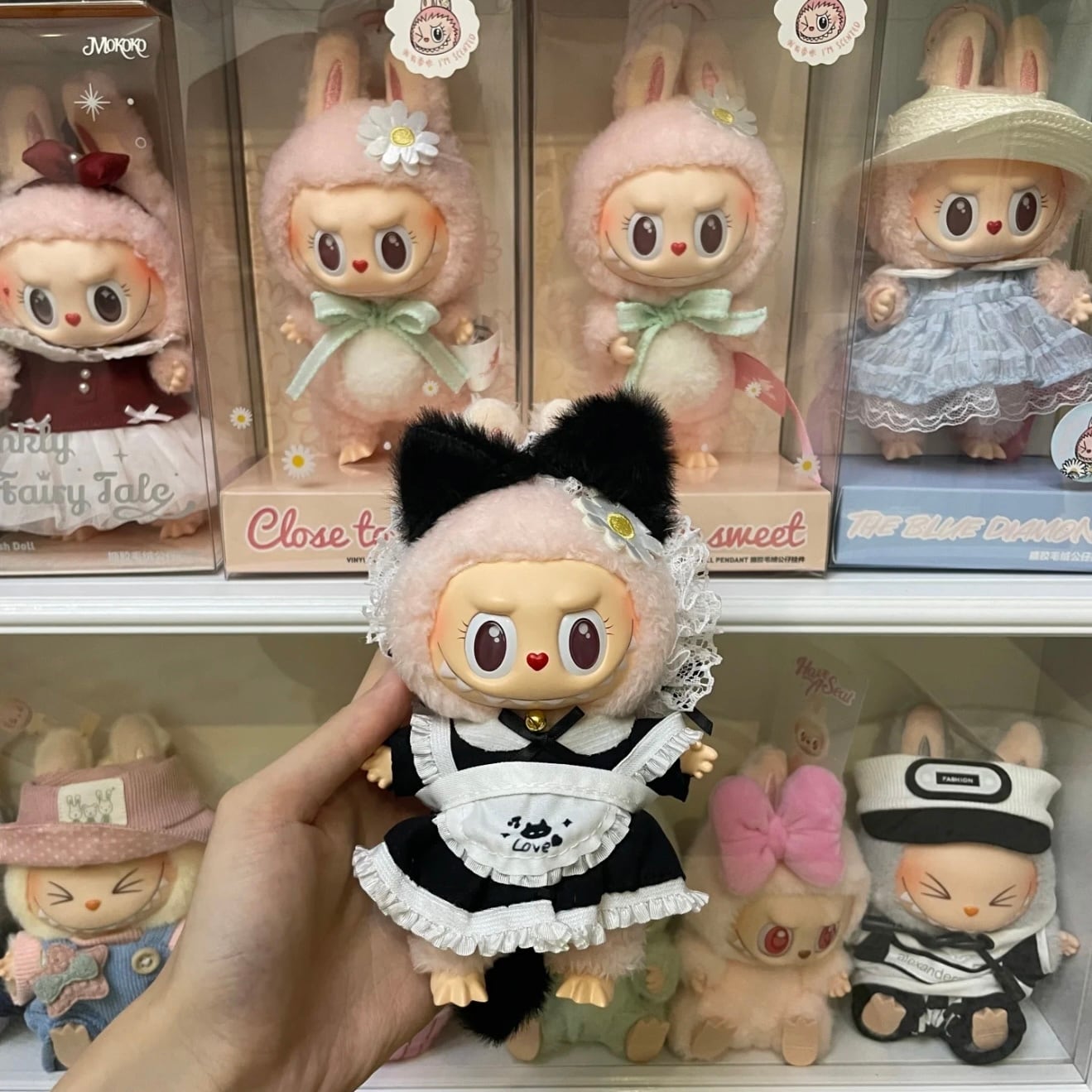 ✿10cm✿猫メイド服 ぬいぐるみ服4点セット labubu適用動物