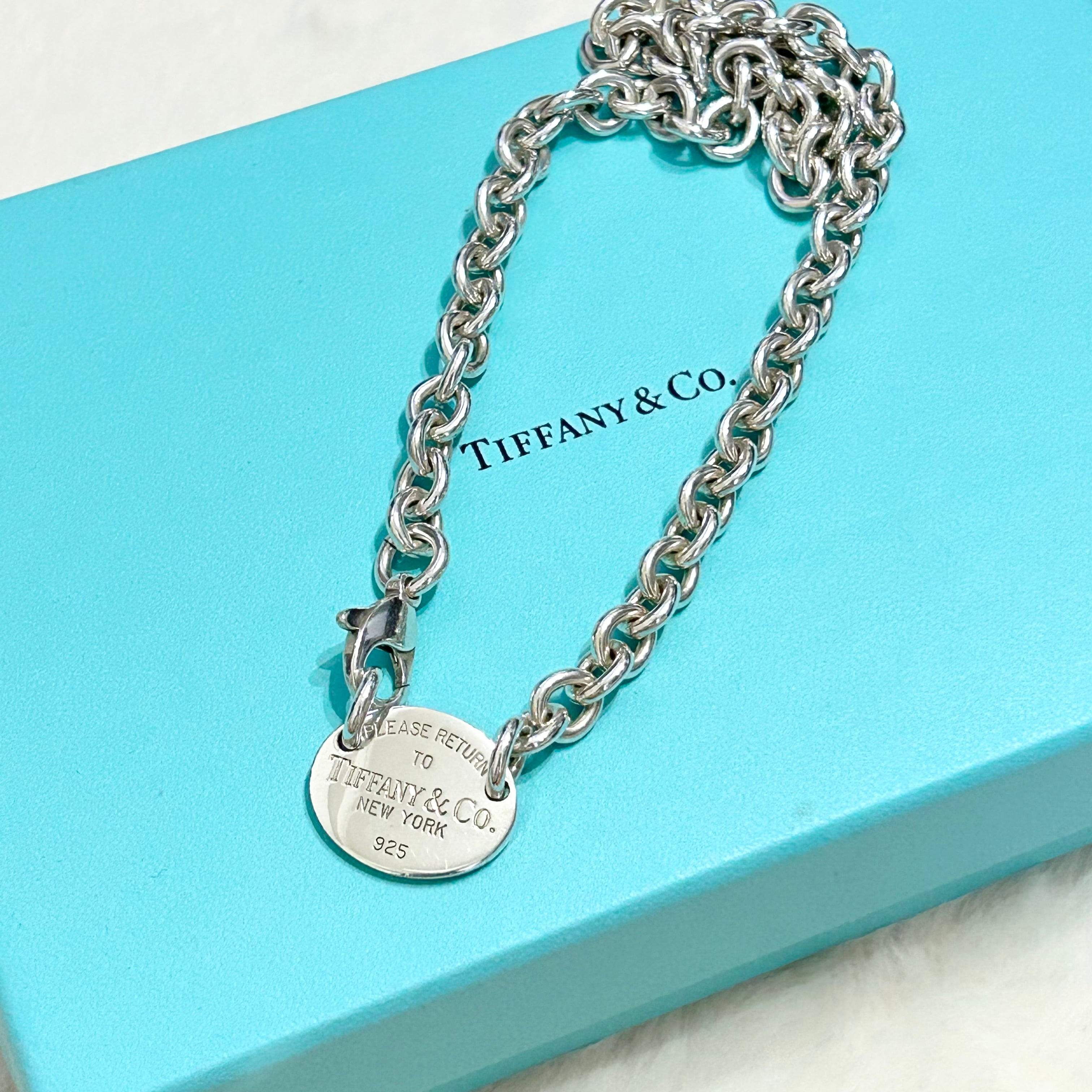 【T7030】Tiffany&Co. "return to Tiffany" oval tag choker necklace/silver925/ティファニー/チョーカー/ネックレス
