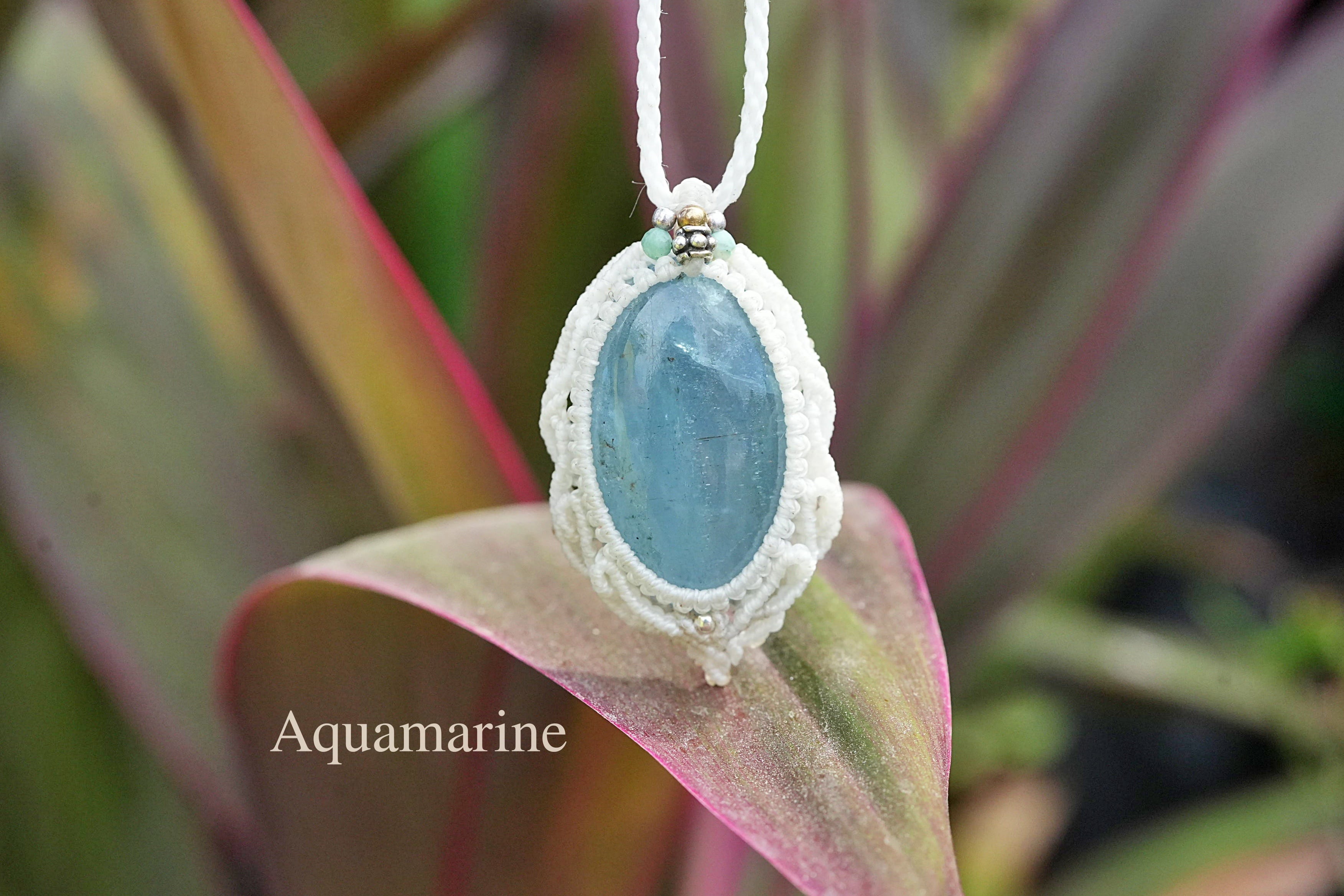 良質ベリル★アクアマリン マクラメネックレス2557