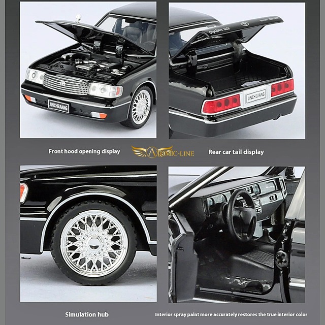 10代目 クラウン S15#型 1/32 ミニカー 全3色 ライト点灯 エンジンサウンド 合金モデル 模型 ジオラマ