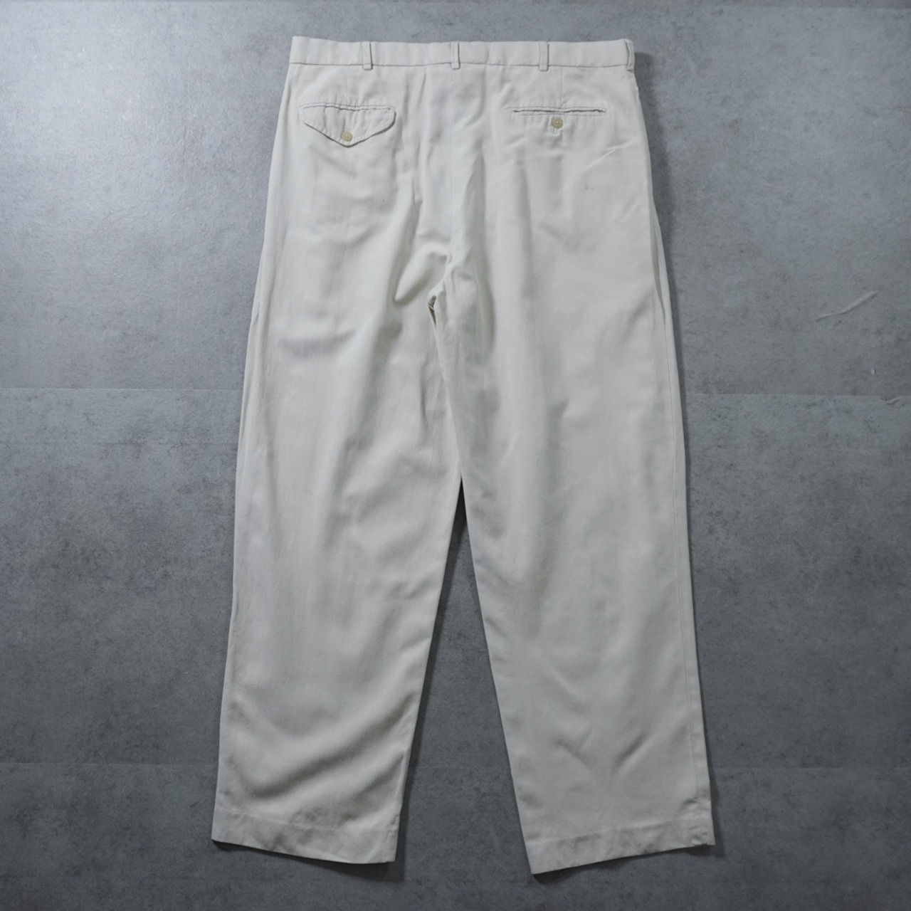 90s POLO GOLF Ralph Lauren Cotton-Silk-Linen Blend Double-Pleated Trousers W35.5L29相当 古着 - 3
