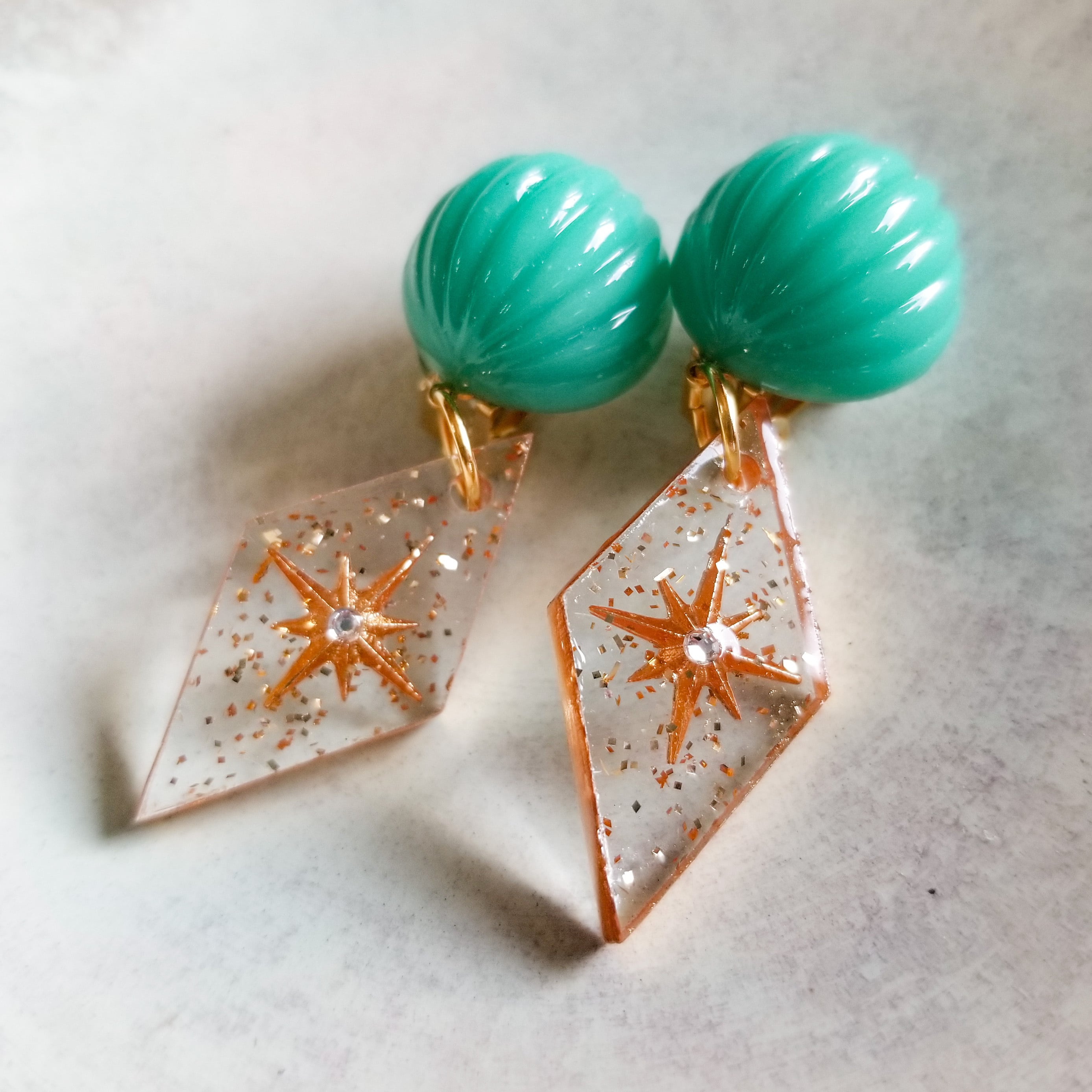 淡水パール オレンジ ハンドメイドピアス ピアス 手作り オレンジ淡水