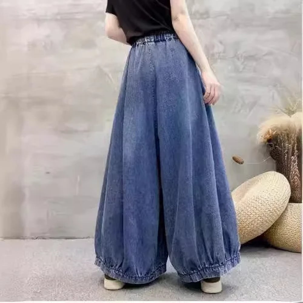女性のための刺繍されたデニムジーンズ,フルレングスのブルマ