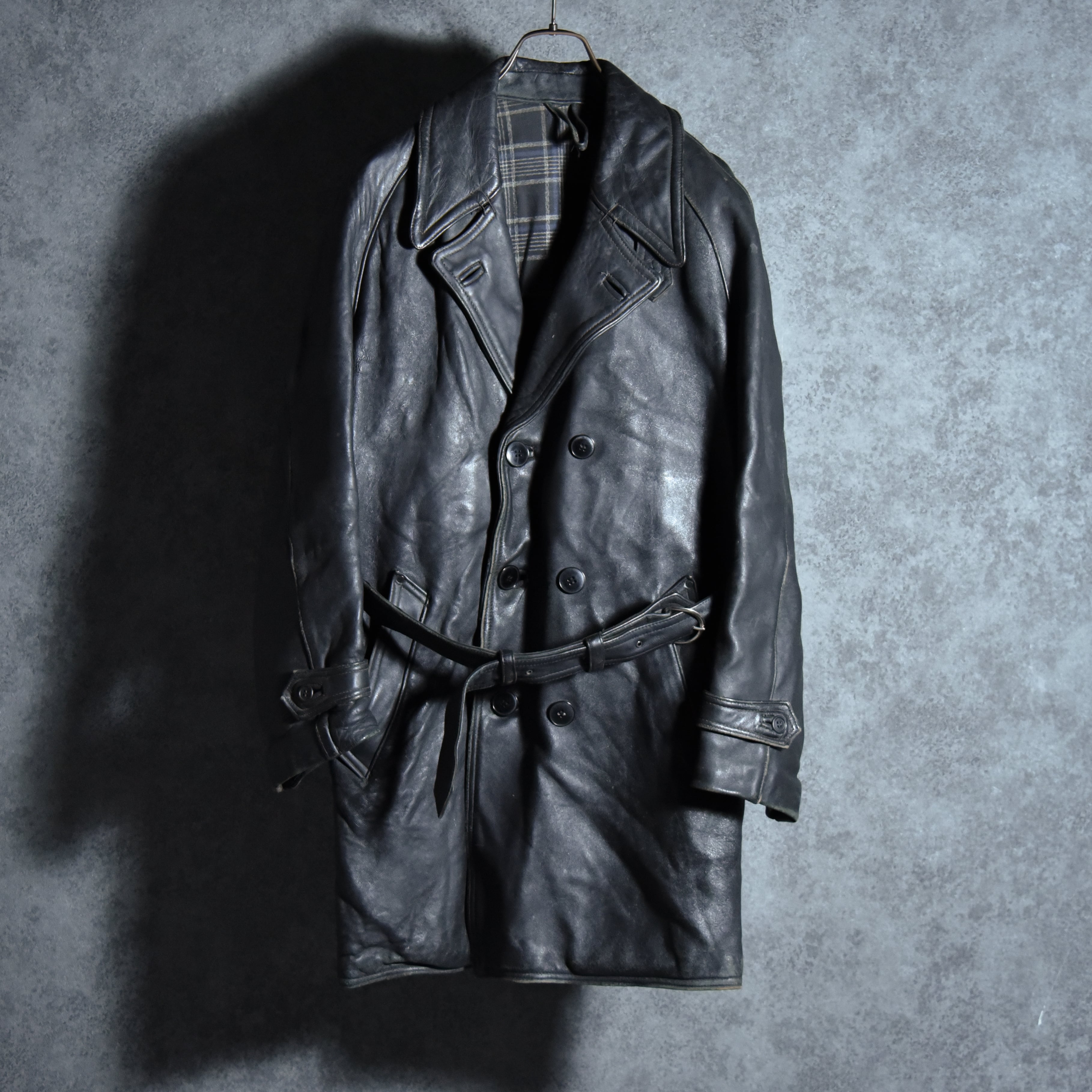70s フレンチ レザージャケット コート 本革 極上 スペシャル 70s French Army Leather Coat フランス軍 レザー コート | mark
