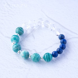 希望と運気を呼ぶ爽やかブルーブレス［ゼブラアマゾナイトインシリカ／ラピスラズリ／水晶］