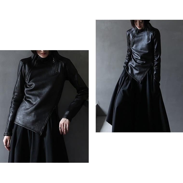 TR1232】Stand Collar Black Pu Jacket | Tommorch TR1232】Stand Collar Black Pu Jacket | Tommorch