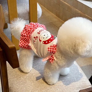 【PET】全2色韓国プリント格子柄キャミソールワンピース